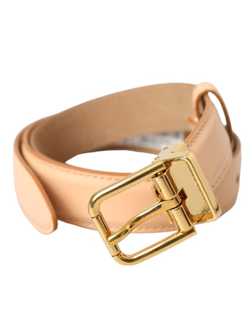 Dolce & Gabbana Beige Calfskin Leather Gold Metal Buckle Belt – Ediție Exclusivă – Ediție Limitată